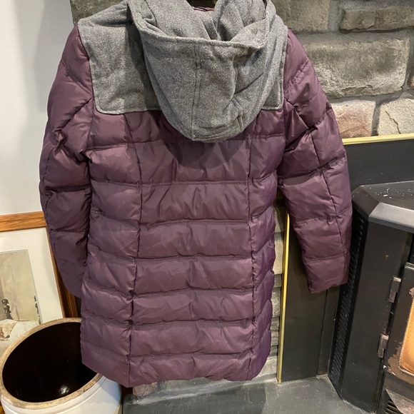 Long purple & grey winter coat jacket parka puffer - Picture 9 of 13